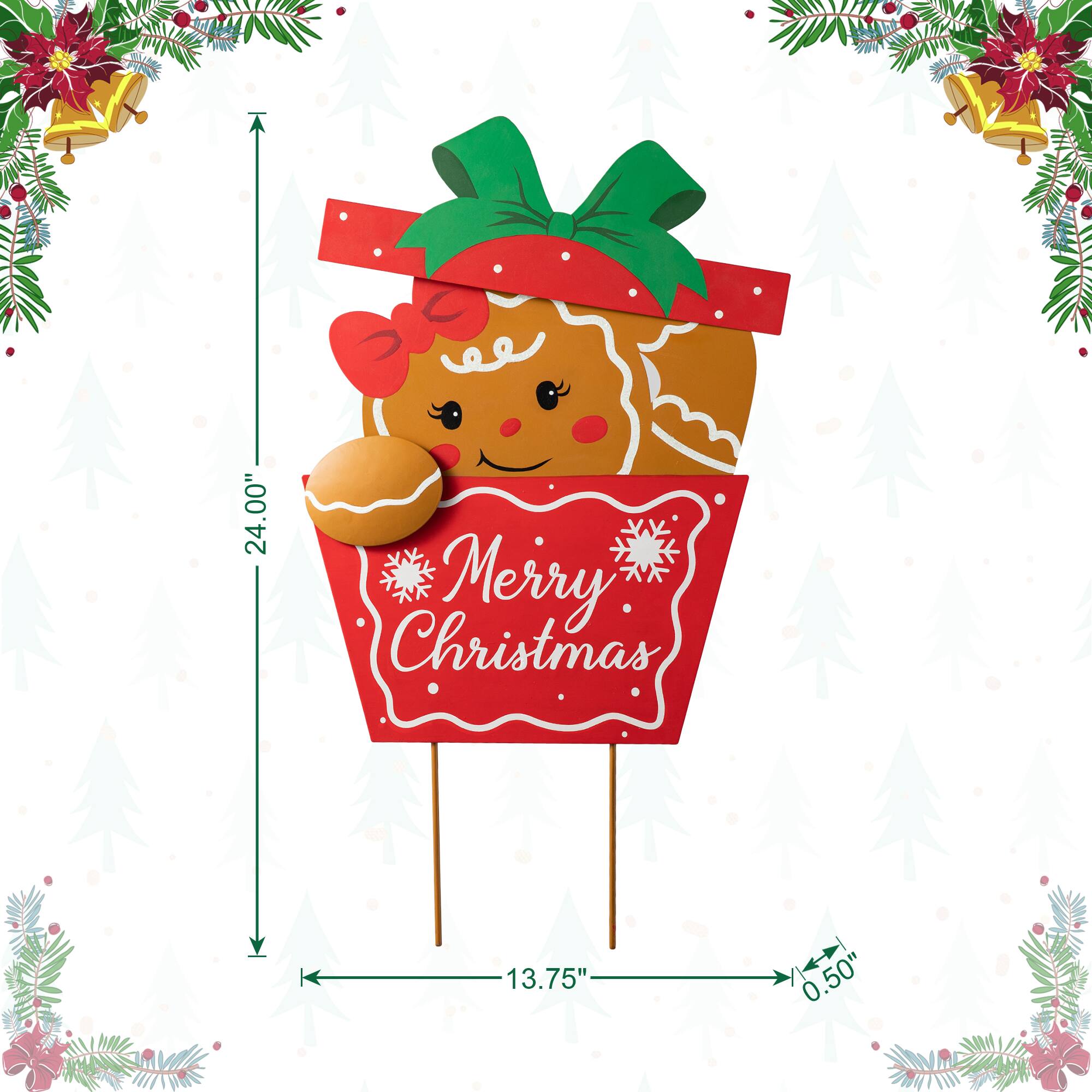 Glitzhome® 2ft. Metal Gingerbread Giftbox Yard Stake
